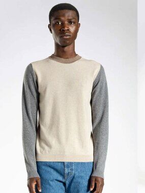 NORSE PROJECTS SIGFRED COLOUR BLOCK UTILITY KHAKI Long Sleeve Sweater Men's M